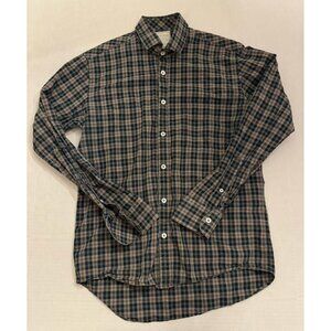 Billy Reid Button Up Shirt Small Brown Checked Outdoors Dress Casual Cotton